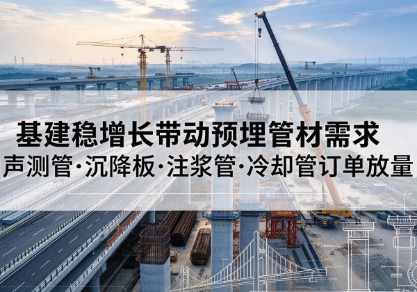 道真基建稳增长带动预埋监测管材需求，声测管、沉降板、注浆管订单持续放量